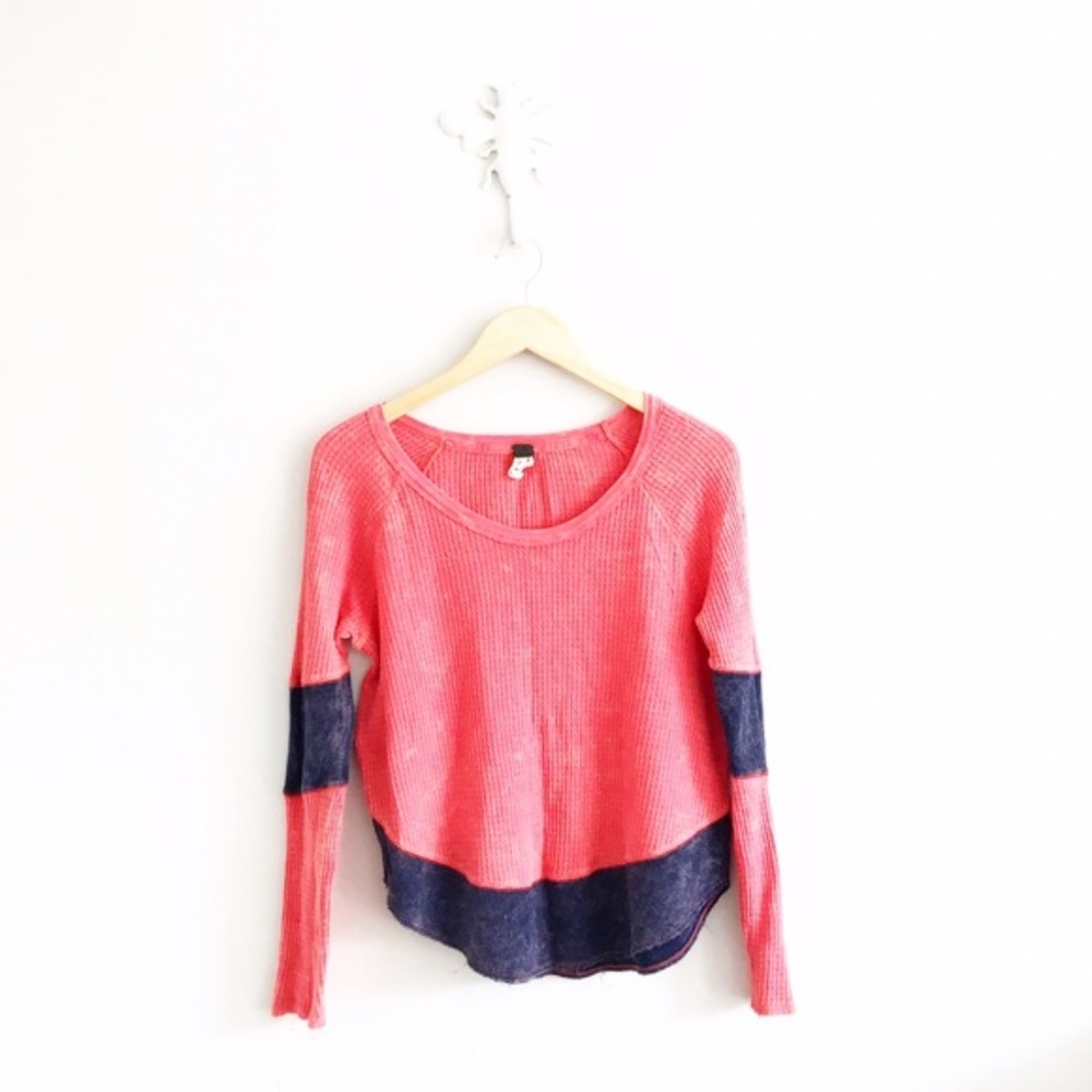 Red Free people waffle shirt